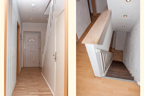 Flur mit Eingang und Treppe